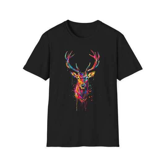 Colorful Deer Graphic Tee Black Printify T-Shirt Rhythm & Drip Apparel