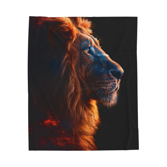 Lion- Majestic Lion Velveteen Plush Blanket, Cozy Throw for Animal Lovers, Perfect for Home Decor, Gift for Birthdays, Relaxation, Movie Nights 50" × 60" Printify All Over Prints Rhythm & Drip Apparel