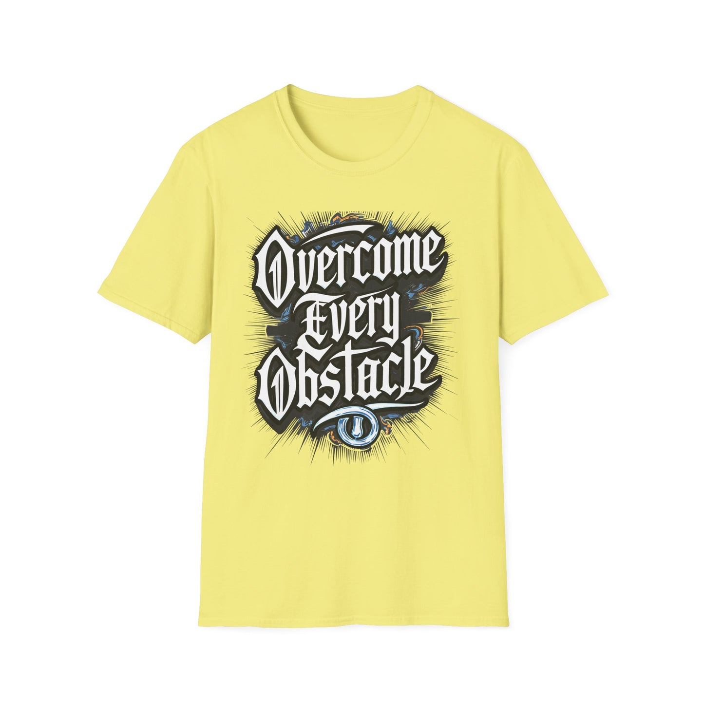 Inspirational Unisex Softstyle T-Shirt – "Overcome Every Obstacle"