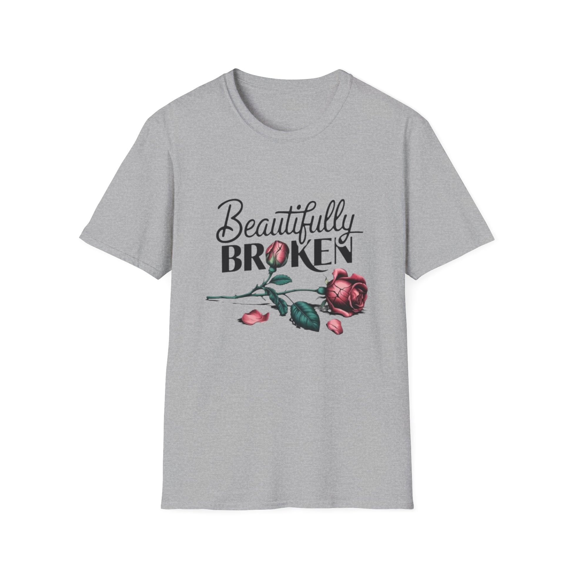 Beautifully Broken T-Shirt Sport Grey Printify T-Shirt Rhythm & Drip Apparel