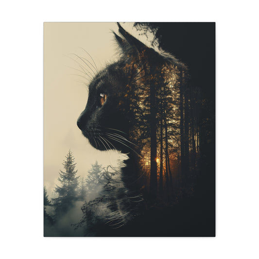 Cat- Enchanting Cat Forest Canvas Art Print, Matte Wall Decor for Cat Lovers, Perfect Gift for Home or Office, Pet Lover Decoration, [...] 24" x 30" (Vertical) 1.25" Rhythm & Drip Canvas Rhythm & Drip Apparel