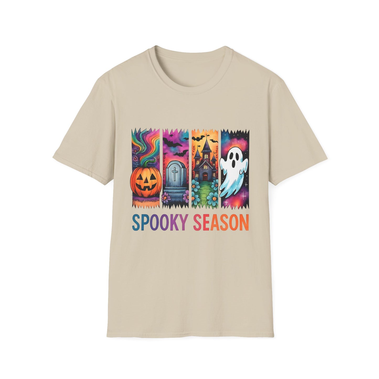 Spooky Season T-Shirt - Fun Halloween Tee for Celebrations, Fall Festivities, Costume Parties, Ghost Lovers, Pumpkin Fans Sand Printify T-Shirt Rhythm & Drip Apparel