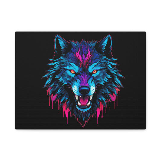 Wolf- Vibrant Wolf Canvas Art, Colorful Wolf Wall Decor, Animal Lover Gift, Bold Home Decoration, Unique Art Print 16″ x 12″ (Horizontal) 1.25" Printify Canvas Rhythm & Drip Apparel