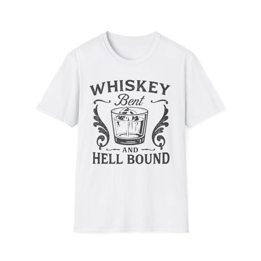 Whiskey Bent and Hell Bound T-Shirt White Printify T-Shirt Rhythm & Drip Apparel