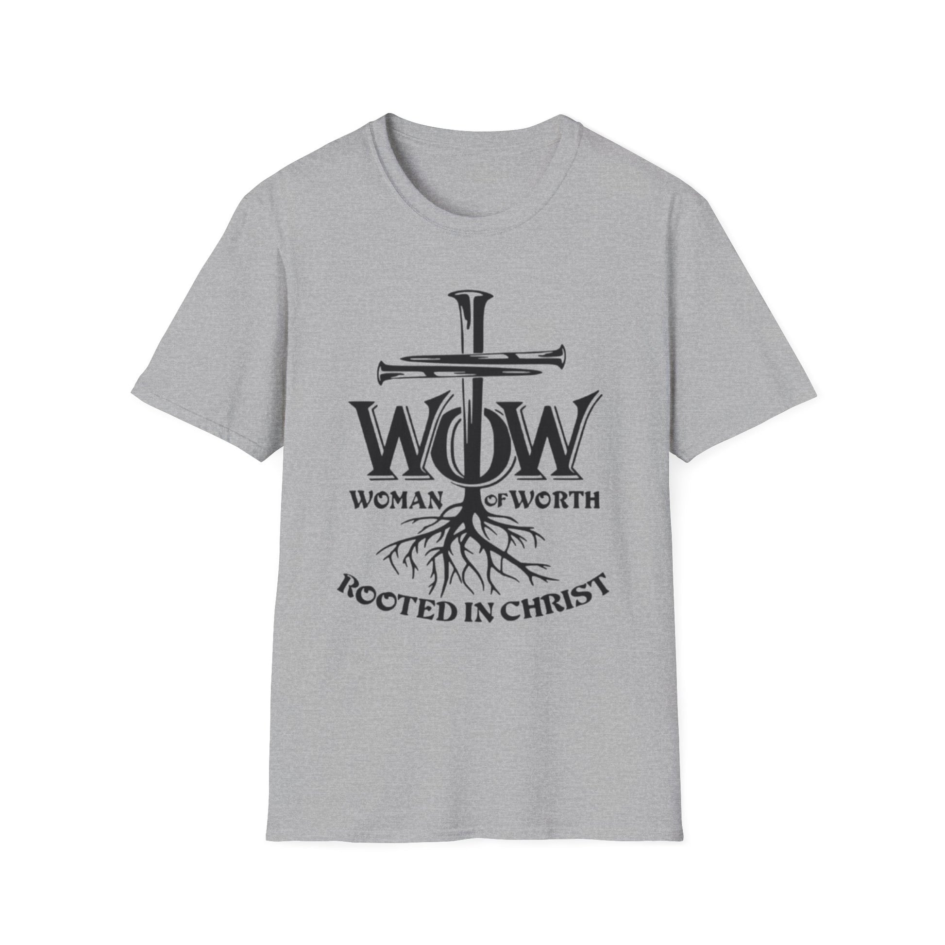 Woman of Worth, Rooted in Christ Sport Grey Printify T-Shirt Rhythm & Drip Apparel