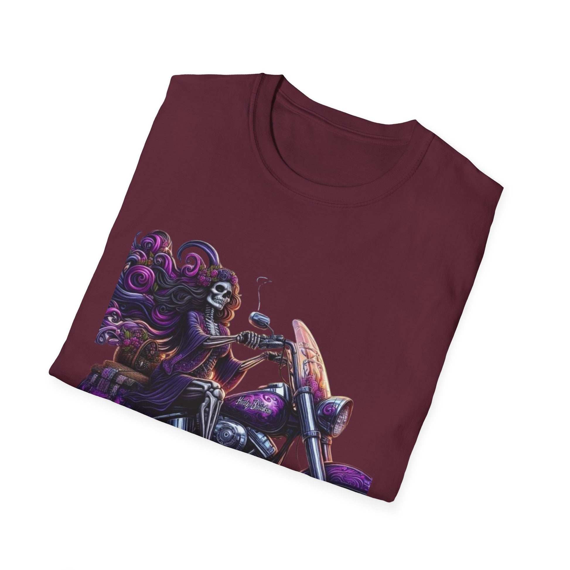 Woman Skeleton Biker T-Shirt Printify T-Shirt Rhythm & Drip Apparel