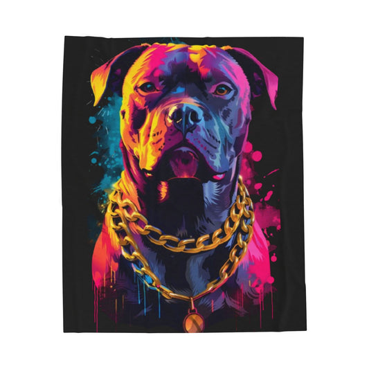 Dog- Colorful Dog Design Velveteen Plush Blanket | Pet Lover Gift, Cozy Home Decor, Unique Dog Blanket, Warm Throw Blanket, Colorful Pet Artwork 50" × 60" Printify All Over Prints Rhythm & Drip Apparel
