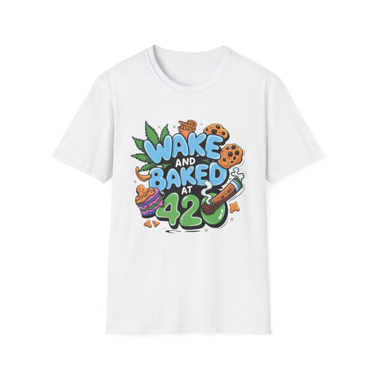 Wake and Baked at 420 White Printify T-Shirt Rhythm & Drip Apparel