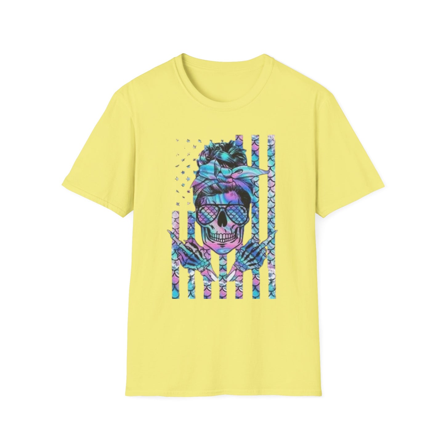 Vibrant Skull Flag Graphic T-Shirt Cornsilk Printify T-Shirt Rhythm & Drip Apparel