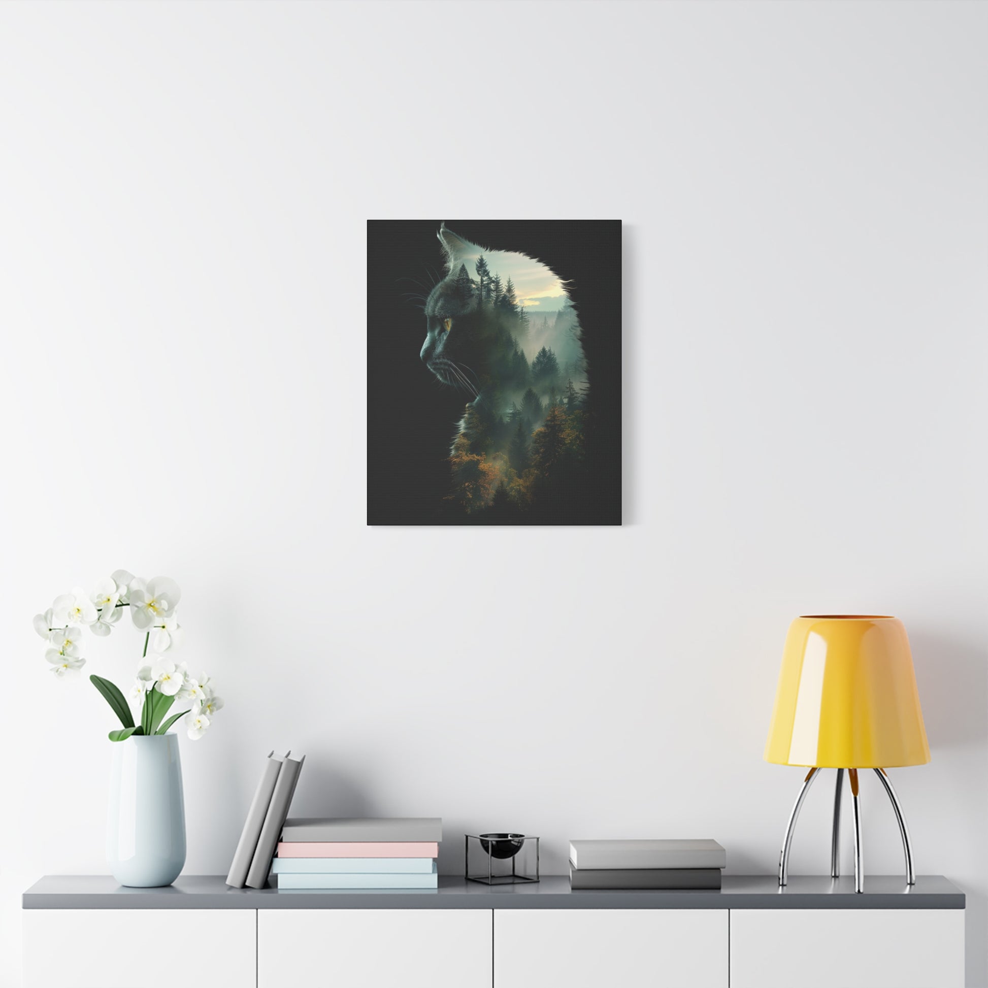 Cat- Forest Matte Canvas Wall Art | Feline Home Decor, Gift for Cat Lovers, Nature Art Print, Unique Wall Decor, Cat-Themed Gift Rhythm & Drip Canvas Rhythm & Drip Apparel