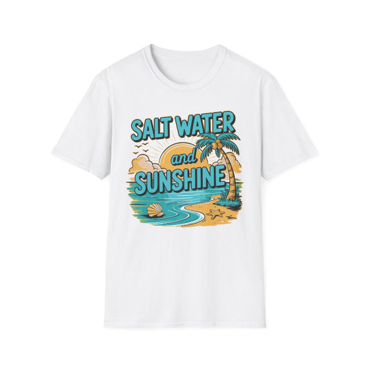 Summer-Salt Water And Sunshine T-Shirt White Printify T-Shirt Rhythm & Drip Apparel