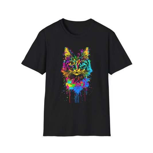Colorful Cat Graphic T-Shirt Black Printify T-Shirt Rhythm & Drip Apparel