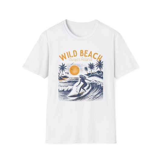 Summer- Wild Beach Surfing T-Shirt White Printify T-Shirt Rhythm & Drip Apparel