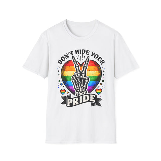 Don't Hide Your Pride T-Shirt White Printify T-Shirt Rhythm & Drip Apparel