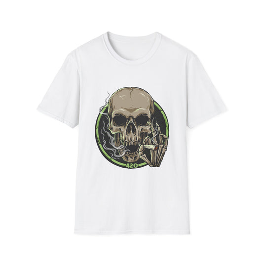 420 Skull Design T-Shirt White Printify T-Shirt Rhythm & Drip Apparel