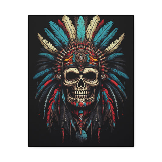 Skull- Bohemian Skull Canvas Art Print, Stretched Wall Decor, Unique Skull Artwork, Home Office Decoration, Ideal Gift for Art Lovers 16" x 20" (Vertical) 1.25" Rhythm & Drip Canvas Rhythm & Drip Apparel