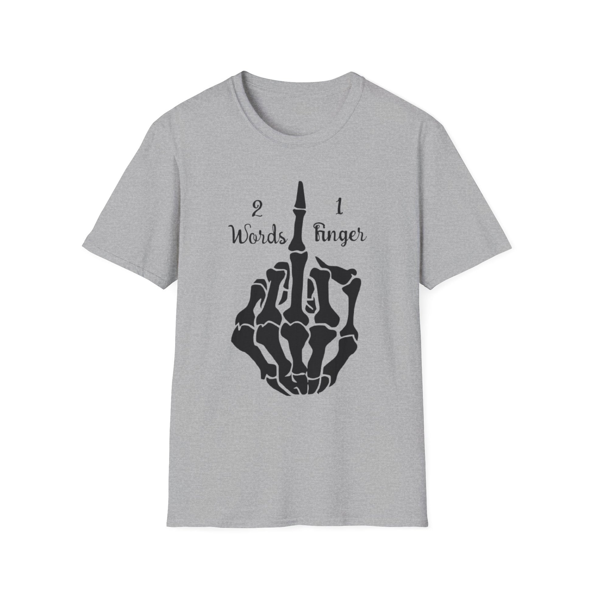 2 Words 1 Finger Sport Grey Printify T-Shirt Rhythm & Drip Apparel