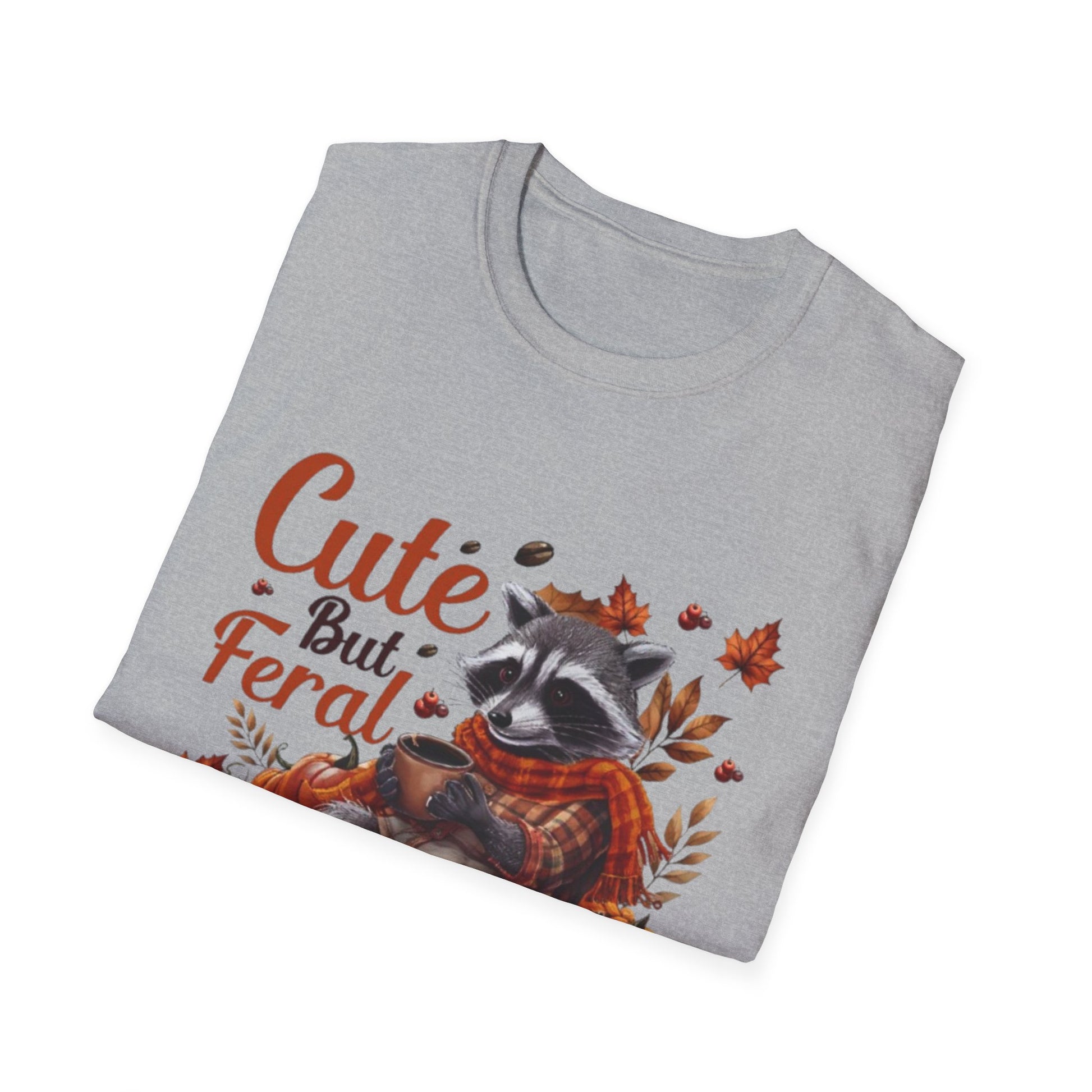 Fall- Cute But Feral Raccoon T-Shirt Printify T-Shirt Rhythm & Drip Apparel