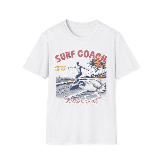 Summer- Surf Coach Vintage T-Shirt White Printify T-Shirt Rhythm & Drip Apparel