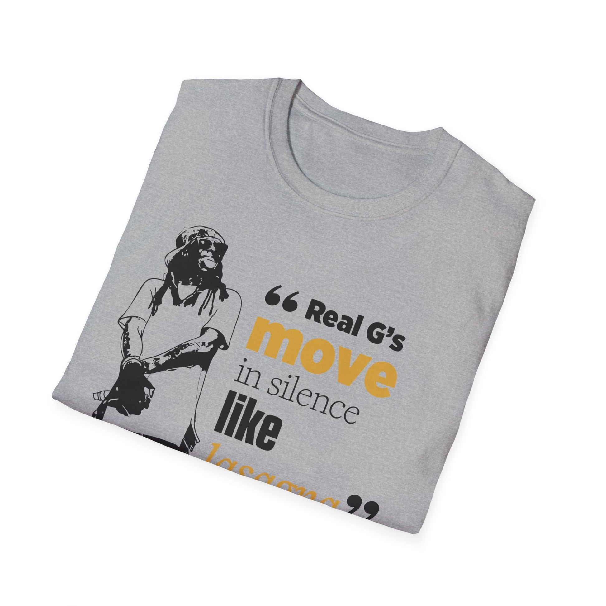 LilnWaynee Unisex Softstyle T-Shirt - 'Real G's Move in Silence Like Lasagna' Quote Tee - Rhythm & Drip