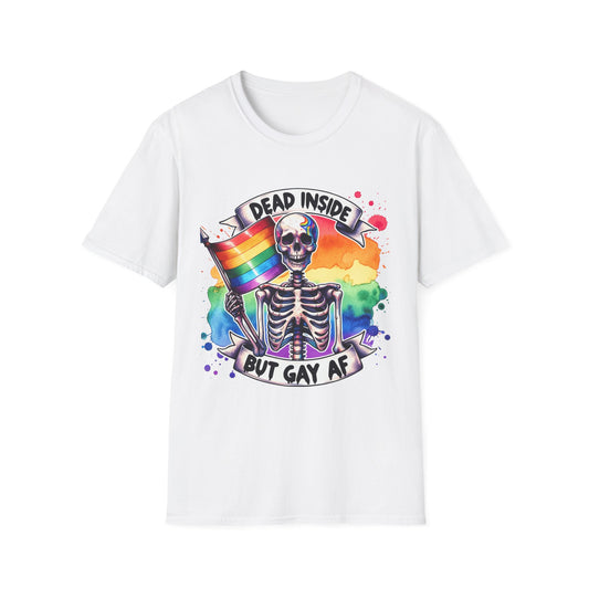 Dead Inside But Gay AF Tee White Printify T-Shirt Rhythm & Drip Apparel