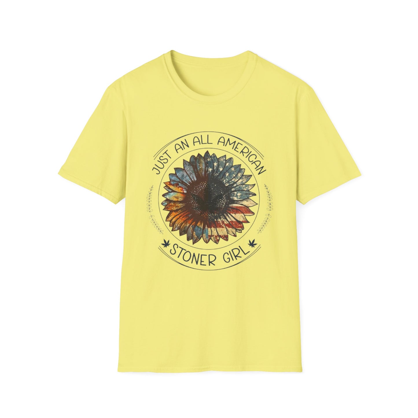 All American Stoner Girl T-Shirt Cornsilk Printify T-Shirt Rhythm & Drip Apparel