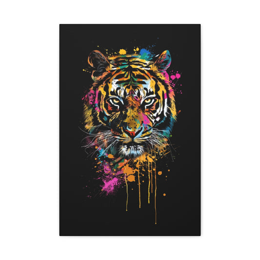 Tiger- Vibrant Tiger Canvas Art, Colorful Wall Décor, Modern Home Decor, Wildlife Art, Gift for Animal Lovers 16″ x 24″ (Vertical) 1.25" Printify Canvas Rhythm & Drip Apparel