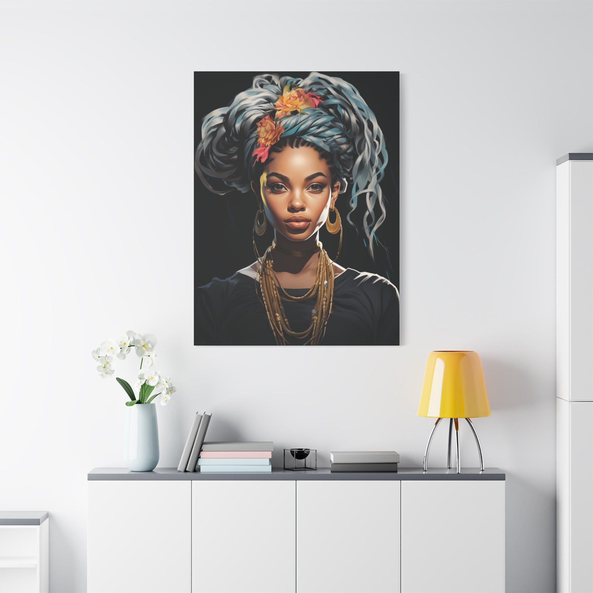 Woman- Bold Afro Woman Canvas Art, Black Art Print, Floral Wall Decor, Modern Home Decor, African American Artwork Rhythm & Drip Canvas Rhythm & Drip Apparel