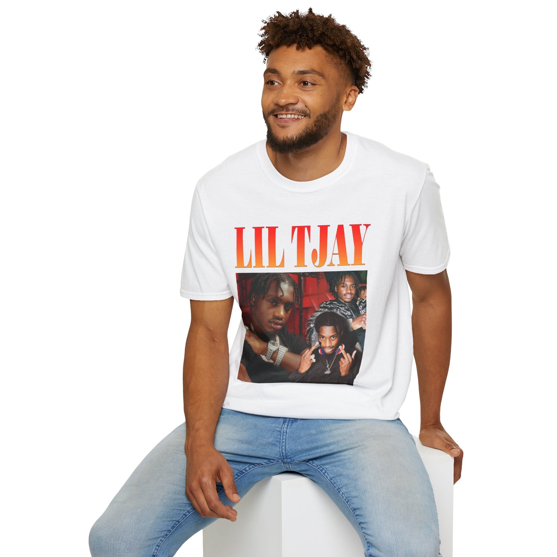Lil Tjay Unisex Softstyle T-Shirt - Retro Graphic Tee for Music Fans - Rhythm & Drip