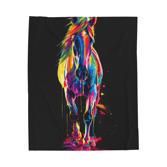 Horse- Vibrant Horse Velveteen Plush Blanket 50" × 60" Printify All Over Prints Rhythm & Drip Apparel