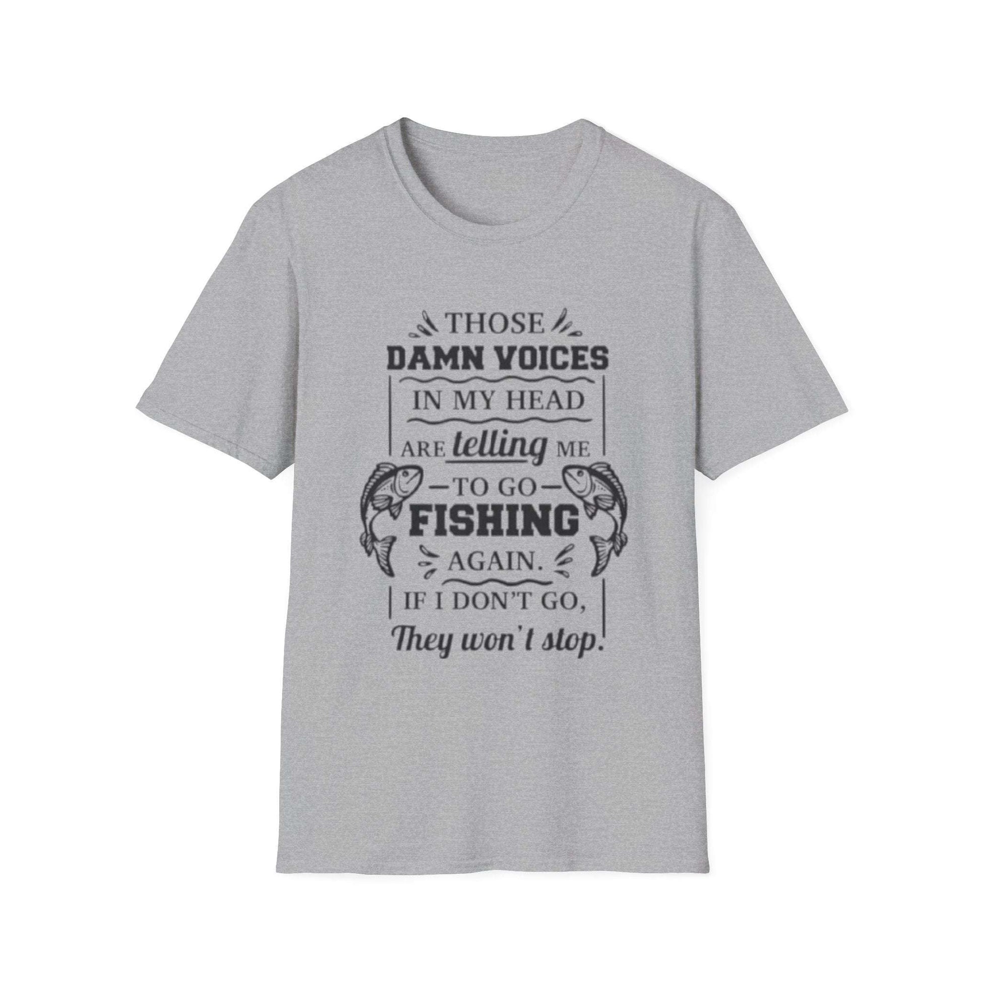 Voices Tell Me To Fish T-Shirt Sport Grey Printify T-Shirt Rhythm & Drip Apparel