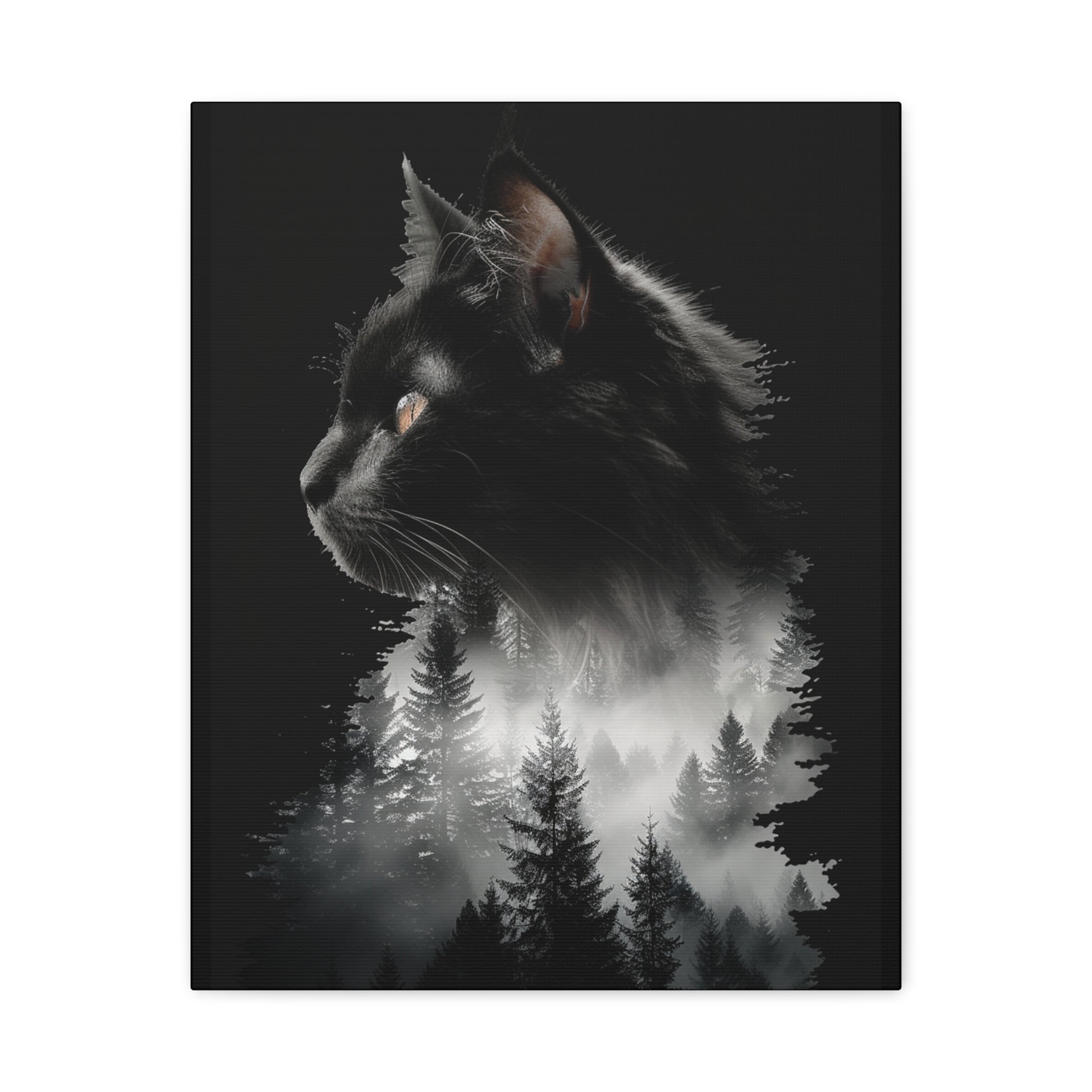 Cat- Mystical Cat Forest Canvas Print, Home Decor Art, Cat Lover Gift, Unique Wall Art, Pet Memorial 16" x 20" (Vertical) 1.25" Rhythm & Drip Canvas Rhythm & Drip Apparel