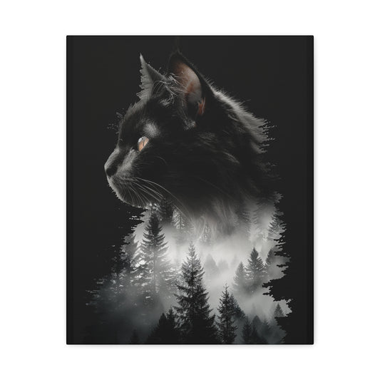 Cat- Mystical Cat Forest Canvas Print, Home Decor Art, Cat Lover Gift, Unique Wall Art, Pet Memorial 16" x 20" (Vertical) 1.25" Rhythm & Drip Canvas Rhythm & Drip Apparel