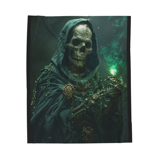 Skeleton- Mystical Skull Velveteen Plush Blanket, Cozy Warm Throw for Halloween, Goth Decor, Gift for Horror Lovers, Home Accent 50" × 60" Rhythm & Drip All Over Prints Rhythm & Drip Apparel
