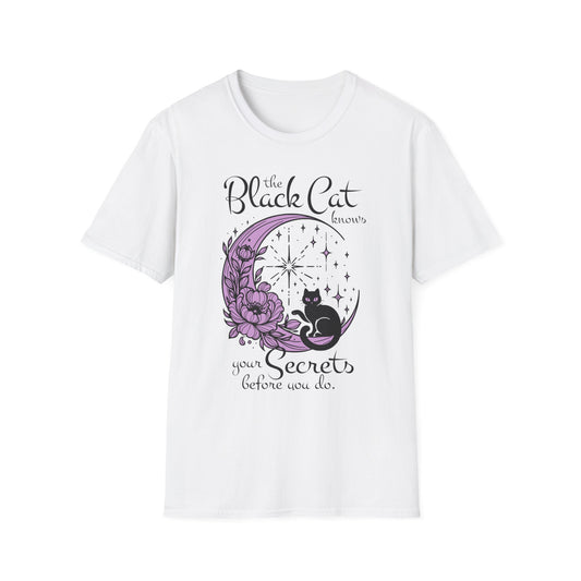 Mystical Cat Moon T-Shirt White Printify T-Shirt Rhythm & Drip Apparel