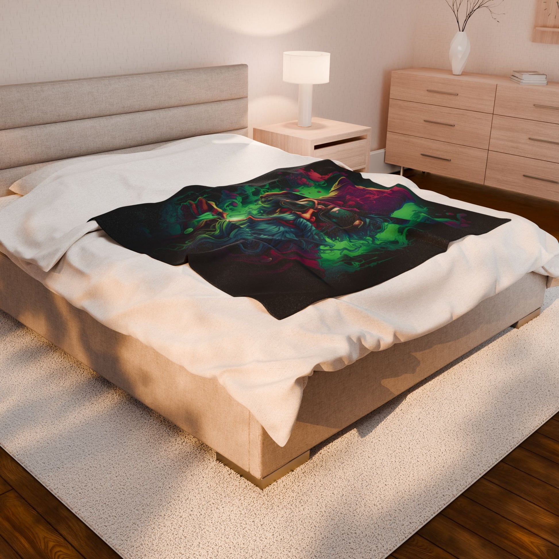 Wizard- Whimsical Wizard Plush Blanket - Cozy Home Decor, Gift for Sci-Fi Fans, Magical Themed Room, Art Lovers' Throw, Perfect for all Occasions Rhythm & Drip All Over Prints Rhythm & Drip Apparel