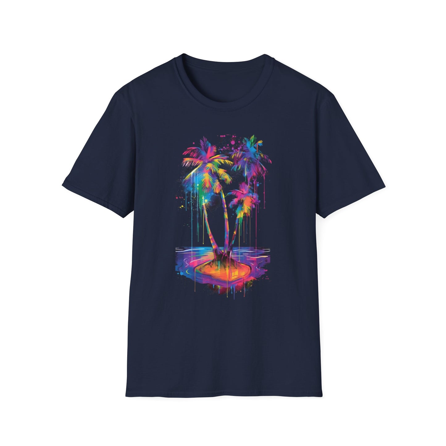 Vibrant Palm Tree T-Shirt Navy Printify T-Shirt Rhythm & Drip Apparel
