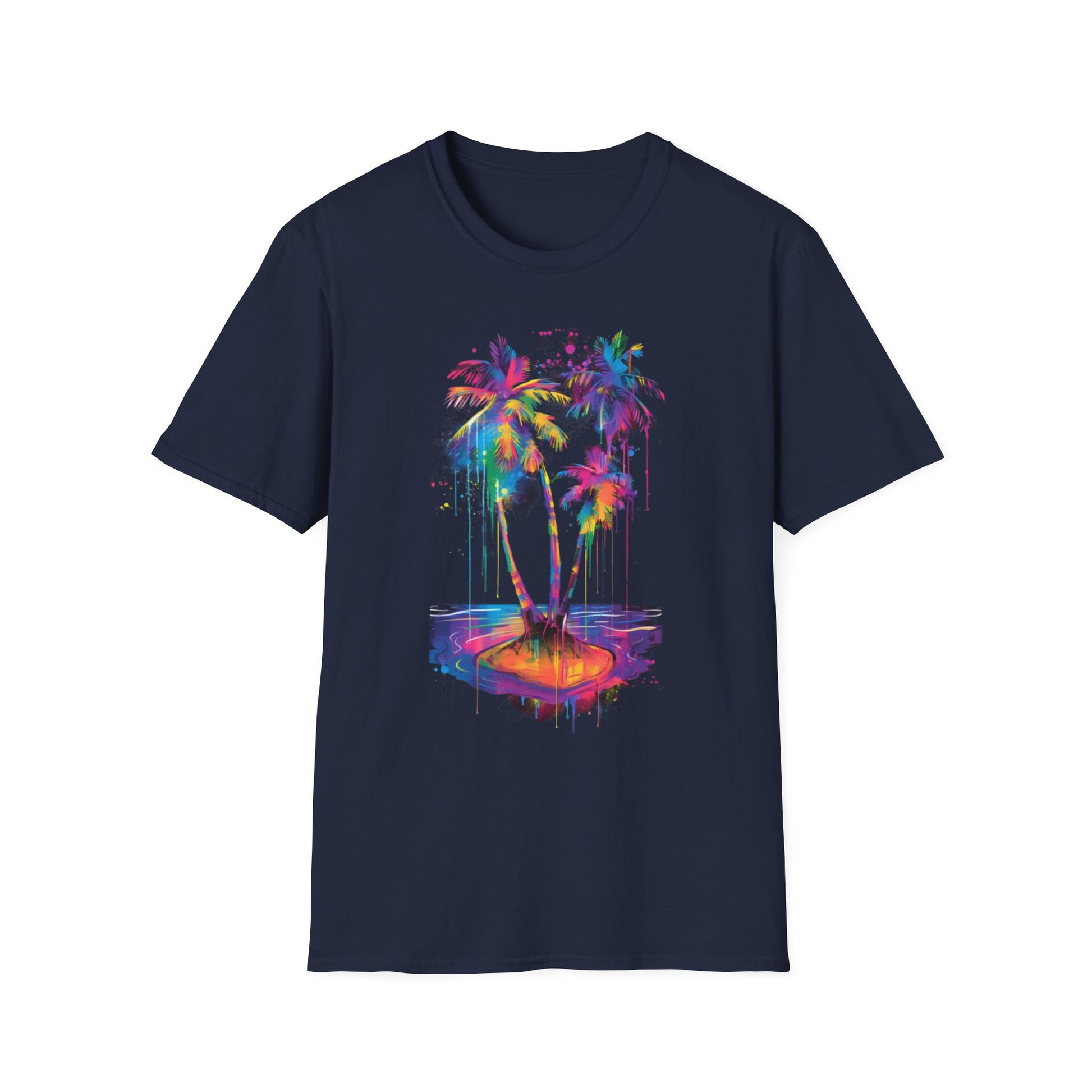 Vibrant Palm Tree T-Shirt Navy Printify T-Shirt Rhythm & Drip Apparel