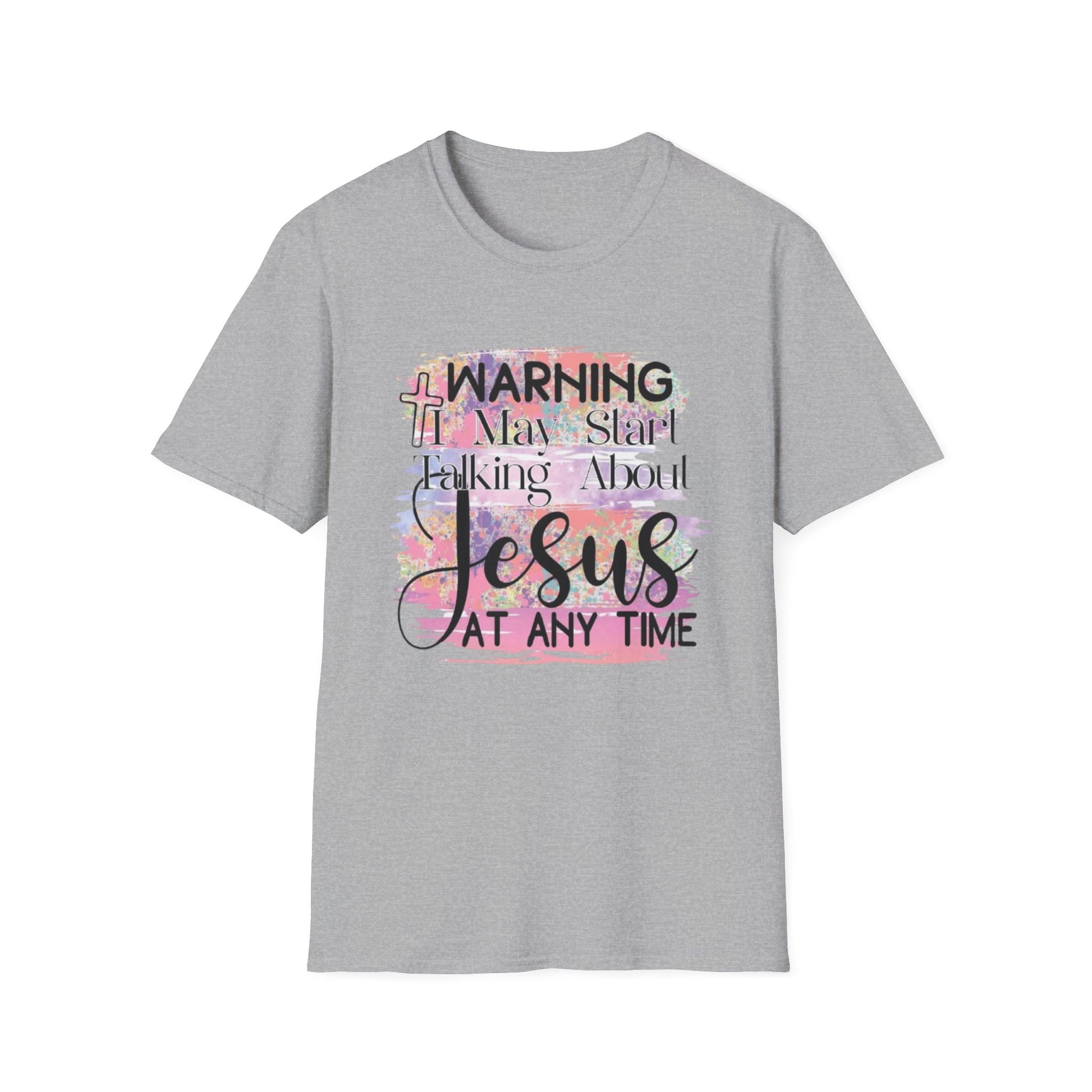 Warning Jesus T-Shirt, Sport Grey Printify T-Shirt Rhythm & Drip Apparel