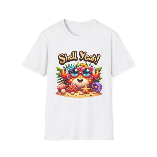 Summer- Shell Yeah! Cute Crab T-Shirt White Printify T-Shirt Rhythm & Drip Apparel