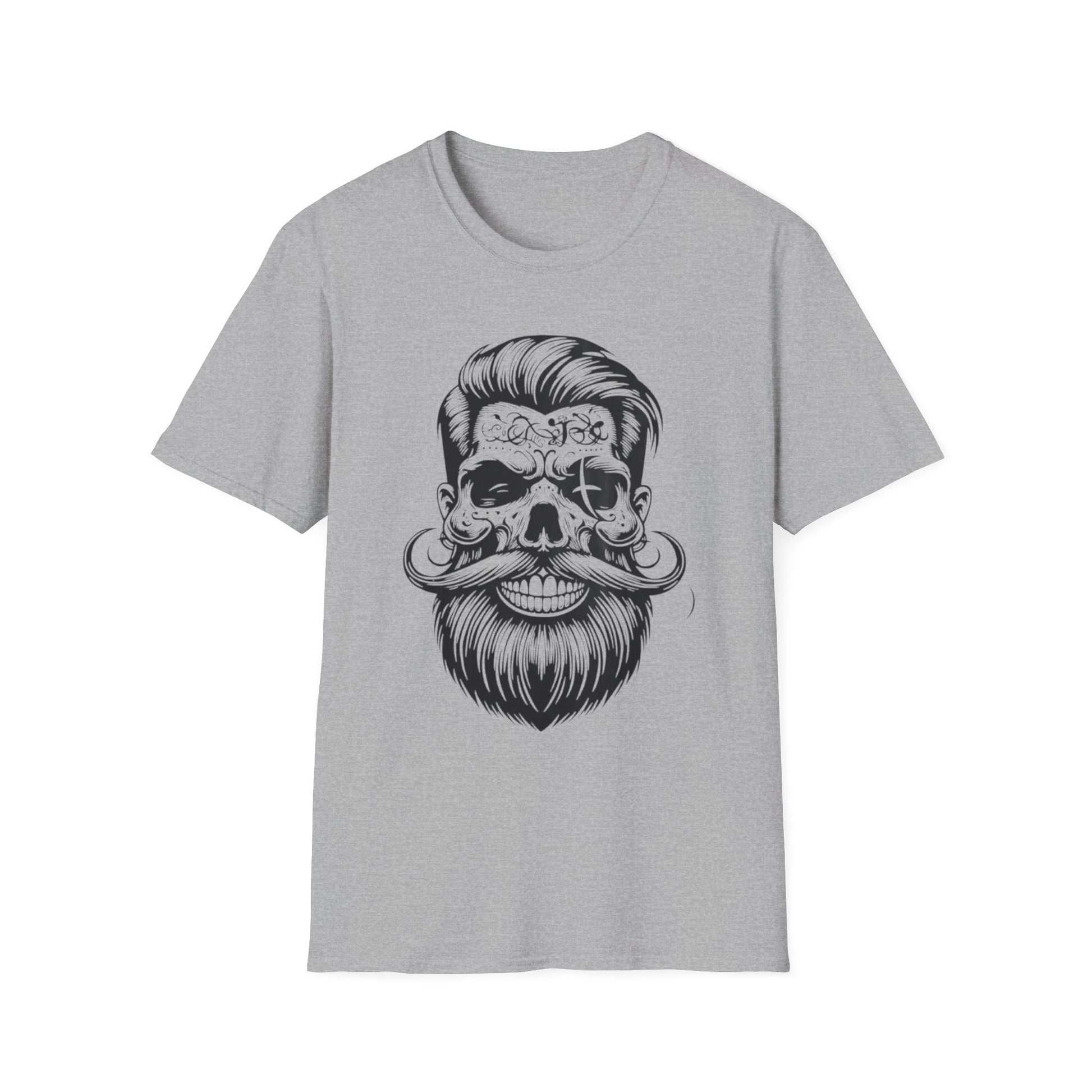Stylish Skull Beard T-Shirt Sport Grey Printify T-Shirt Rhythm & Drip Apparel