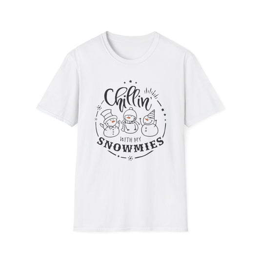 Winter- Chillin' with My Snowmies T-Shirt White Printify T-Shirt Rhythm & Drip Apparel