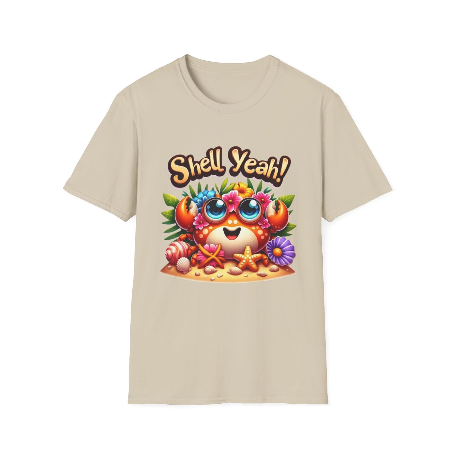 Summer- Shell Yeah! Cute Crab T-Shirt Sand Printify T-Shirt Rhythm & Drip Apparel