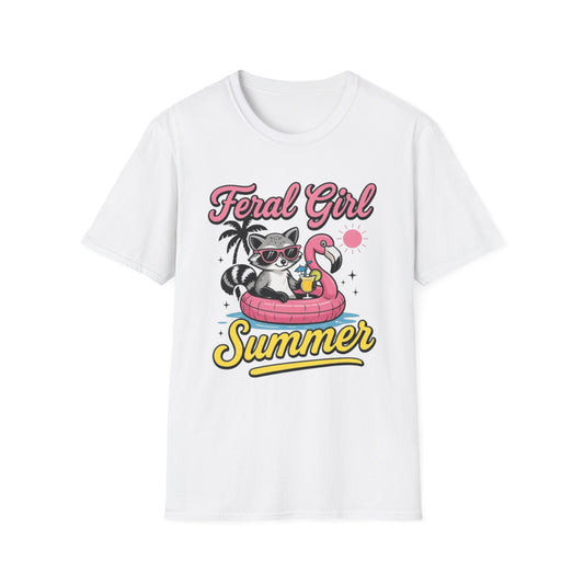 Summer- Feral Girl Summer T-Shirt White Printify T-Shirt Rhythm & Drip Apparel