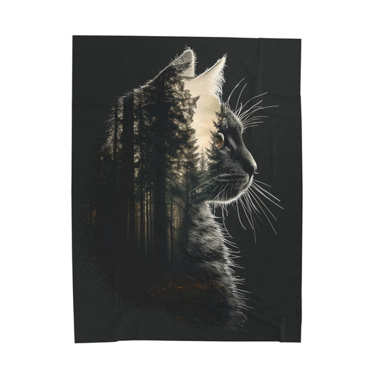 Cat- Cozy Velveteen Cat-Themed Blanket, Soft Plush Throw for Cat Lovers, Ideal for Warm Home Decor, Gifts for Pet Owners, Perfect for Cozy Nights 60" × 80" Printify All Over Prints Rhythm & Drip Apparel