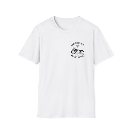 Alzheimer's Biker T-Shirt FRONT AND BACK White Printify T-Shirt Rhythm & Drip Apparel