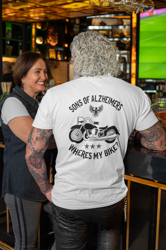 Alzheimer's Biker T-Shirt FRONT AND BACK Printify T-Shirt Rhythm & Drip Apparel