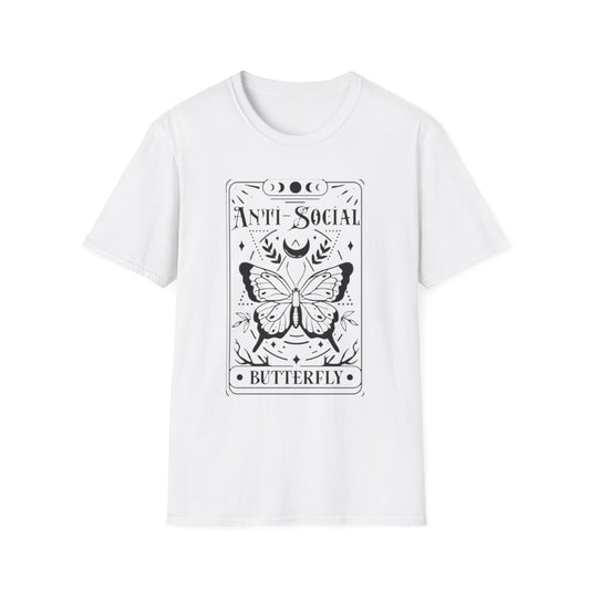 Anti-Social Butterfly- Tarot T-Shirt White Printify T-Shirt Rhythm & Drip Apparel
