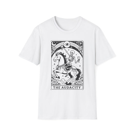Audacity Tarot T-Shirt White Printify T-Shirt Rhythm & Drip Apparel