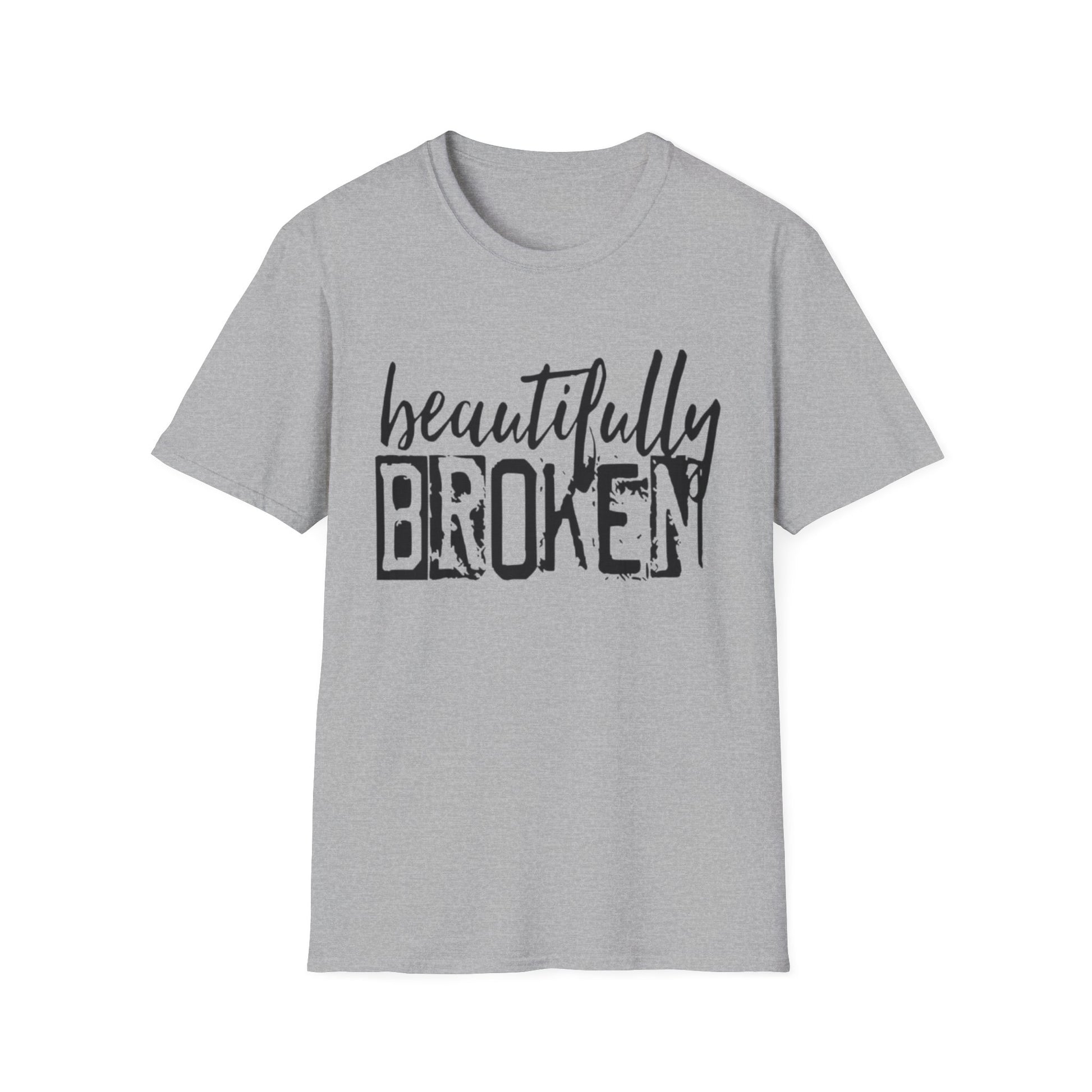 Beautifully Broken T-Shirt Sport Grey Printify T-Shirt Rhythm & Drip Apparel